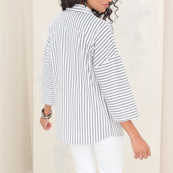 Chico’s Dolman Double Stripe Poplin Top NEW! - Picture 3 of 11
